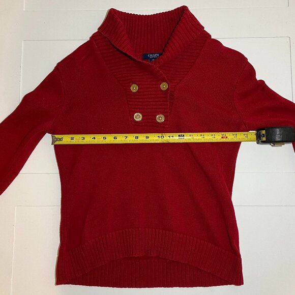 Chaps Red Shawl Collar Sweater Women's Medium | Preppy | Nautical | Classic - Picture 5 of 7